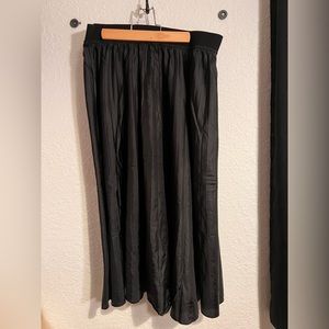 Black pleated midi skirt